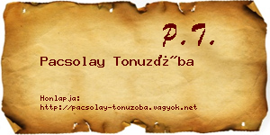 Pacsolay Tonuzóba névjegykártya